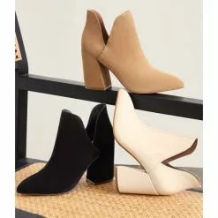 Best Pirce ⌛ Chelsea & Violet Rubi Suede Pointed Toe Dip Ankle Booties Sand ⭐ -Chelsea Violet Sales unnamed file 100