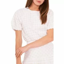 Brand new 😍 Chelsea & Violet Embroidered Eyelet Raglan Crew Neck Short Puff Sleeve Coordinating Crop Top Ultra White 💯 -Chelsea Violet Sales unnamed file 1006