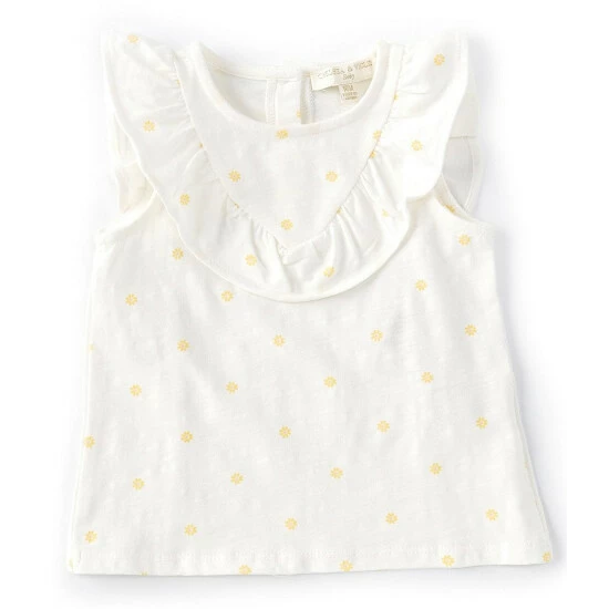 Best Pirce 🥰 Chelsea & Violet Baby Girls 12-24 Months Daisy Dot Print Ruffle Yoke Tank Top White ⌛ 3 Best Pirce 🥰 Chelsea & Violet Baby Girls 12-24 Months Daisy Dot Print Ruffle Yoke Tank Top White ⌛