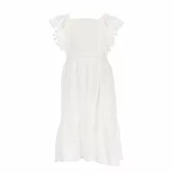 Hot Sale โ๏ธ Chelsea & Violet ๐ฅ Girls Big Girls 7-16 Square Neck Pom Pom Mini ๐ Dress Off White โ