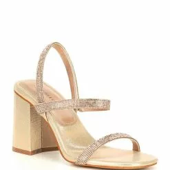 Brand new ⭐ Chelsea & Violet Girli Rhinestone Embellished Block Heel 👏 Dress Sandals Rose Gold 🧨