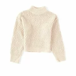 Cheap 👏 Chelsea & Violet Girls Big 🛒 Girls 7-16 Mock Neck Balloon Sleeve Cable Knit Sweater Garnet ⭐ -Chelsea Violet Sales unnamed file 105