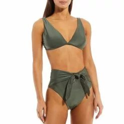 Promo ✨ Chelsea & Violet Solid Over-the-Shoulder Bralette Swim Top Thyme ⭐ -Chelsea Violet Sales unnamed file 1055