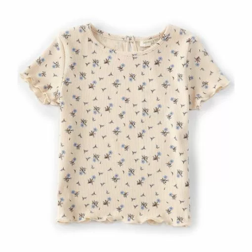 Buy 😀 Chelsea & Violet Little Girls 2T-6X Short Sleeve Floral Ribbed Tee Beige 🔔 -Chelsea Violet Sales unnamed file 1113