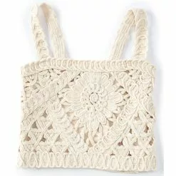 Best Pirce 😉 Chelsea & Violet Girls Big Girls 7-16 Knit Crochet Tank Top Natural 🧨