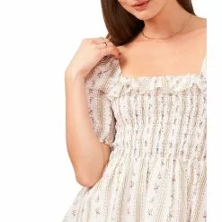 Discount ✔️ Chelsea & Violet Floral Stripe Print Square Neck Short Puff Sleeve ✨ Dress 😍 -Chelsea Violet Sales unnamed file 1152