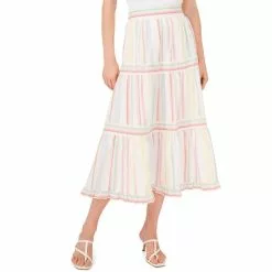 Deals ⌛ Chelsea & Violet Woven Multi Stripe Tiered A-Line 🤩 Skirt Santa Rosa Stripe ⌛