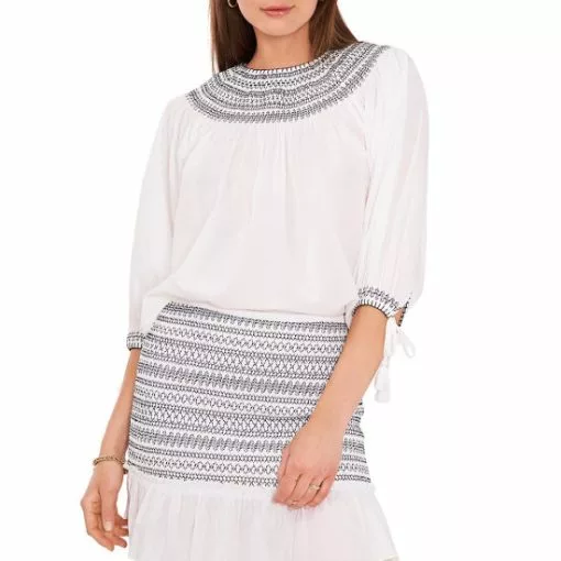 Best Pirce โค๏ธ Chelsea & Violet Embroidered Crew Neck Tassel Tie 3/4 Puff Sleeve Coordinating Smocked Top Ultra White ๐ 1 Best Pirce โค๏ธ Chelsea & Violet Embroidered Crew Neck Tassel Tie 3/4 Puff Sleeve Coordinating Smocked Top Ultra White ๐ -Chelsea Violet Sales unnamed file 1166