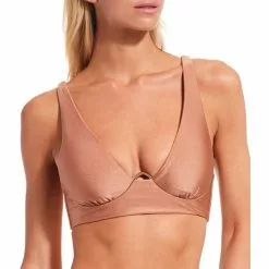 Chelsea Violet Sales 17 Best deal โ๏ธ Chelsea & Violet Solid Taupe Underwire Bralette Swim Top ๐
