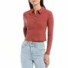 New ⭐ Chelsea & Violet Ribbed Polo Long Sleeve Knit Top Deep Nutmeg 👏 -Chelsea Violet Sales unnamed file 1187
