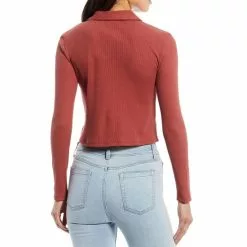 New ⭐ Chelsea & Violet Ribbed Polo Long Sleeve Knit Top Deep Nutmeg 👏 -Chelsea Violet Sales unnamed file 1188