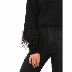 Best Pirce 🤩 Chelsea & Violet Long Sleeve Crew Neck Ostrich Feather Sweater Antique White ⌛ -Chelsea Violet Sales unnamed file 12