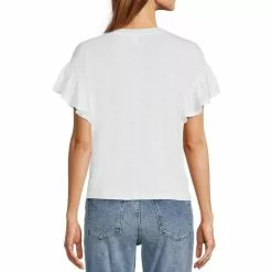 Hot Sale 🧨 Chelsea & Violet Drop Shoulder Short Flutter Sleeve Crew Neck Slub Jersey Knit Top Ultra White ⌛ -Chelsea Violet Sales unnamed file 1203