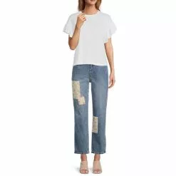 Hot Sale 🧨 Chelsea & Violet Drop Shoulder Short Flutter Sleeve Crew Neck Slub Jersey Knit Top Ultra White ⌛ -Chelsea Violet Sales unnamed file 1204