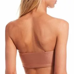 Cheapest ⭐ Chelsea & Violet Shiny Jersey Knit Lace Up Beaded Tassel Bandeau Swim Top Taupe 🔔 -Chelsea Violet Sales unnamed file 1208