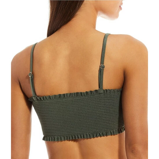 Wholesale 🥰 Chelsea & Violet Solid Smocked Bandeau Swim Top Thyme ❤️ 4 Wholesale 🥰 Chelsea & Violet Solid Smocked Bandeau Swim Top Thyme ❤️ - Image 2