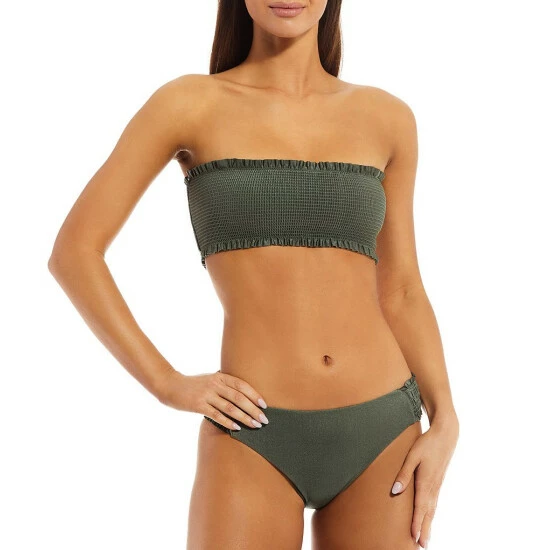 Wholesale 🥰 Chelsea & Violet Solid Smocked Bandeau Swim Top Thyme ❤️ 8 Wholesale 🥰 Chelsea & Violet Solid Smocked Bandeau Swim Top Thyme ❤️ - Image 6