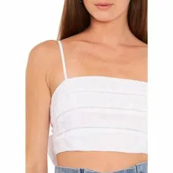 Buy 😉 Chelsea & Violet Sleeveless Square Neck Tie Back Detail Cropped Top Ultra White 😍 -Chelsea Violet Sales unnamed file 1223