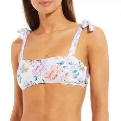 Cheap ✨ Chelsea & Violet Matisse Floral Print Tie Shoulder Bandeau Swim Top Multi ⌛