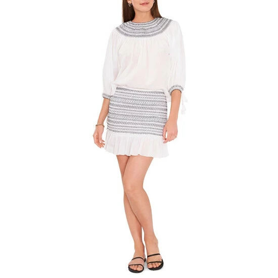 Best Sale 👏 Chelsea & Violet Embroidered Smocked Ruffle Hem Coordinating Mini Skirt Ultra White 👏 5 Best Sale 👏 Chelsea & Violet Embroidered Smocked Ruffle Hem Coordinating Mini Skirt Ultra White 👏 - Image 3