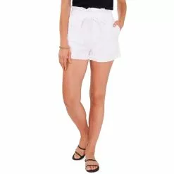 Top 10 💯 Chelsea & Violet Paper Bag Waist Tie Belt Linen Shorts Ultra White 🤩