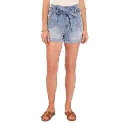 Best Sale 👏 Chelsea & Violet High Rise Paperbag Tie Waist Stretch Denim Shorts Stella Blue ⌛