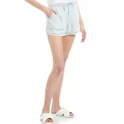 Buy ✔️ Chelsea & Violet Frayed Hem Mid Rise Elastic Waist Shorts Desert Sky 🔔