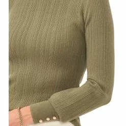 Hot Sale ⌛ Chelsea & Violet Crew Neck Long Button Cuff Sleeve Ribbed Knit Sweater Olivine 😍 -Chelsea Violet Sales unnamed file 150