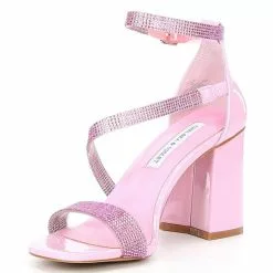 Discount ⌛ Chelsea & Violet Rhinestone Embellished Block Heel 😀 Dress Sandals Pink ✨ -Chelsea Violet Sales unnamed file 157