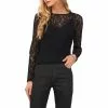 Coupon 😉 Chelsea & Violet Crew Neck Long Sleeve Stretch Mesh Lace Top Rich Black ✨ -Chelsea Violet Sales unnamed file 173