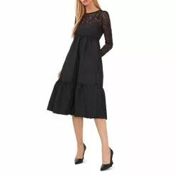 Coupon 😉 Chelsea & Violet Crew Neck Long Sleeve Stretch Mesh Lace Top Rich Black ✨ -Chelsea Violet Sales unnamed file 177