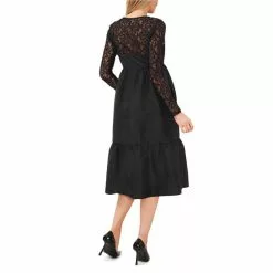 Coupon 😉 Chelsea & Violet Crew Neck Long Sleeve Stretch Mesh Lace Top Rich Black ✨ -Chelsea Violet Sales unnamed file 178