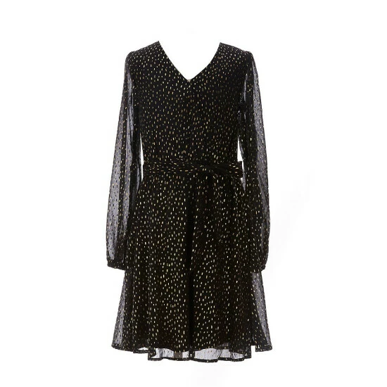 New ๐ Chelsea & Violet Girls Big Girls 7-16 Long Sleeve Foiled Dot Wrap Dress Black/gold โ 3 New ๐ Chelsea & Violet Girls Big Girls 7-16 Long Sleeve Foiled Dot Wrap Dress Black/gold โ