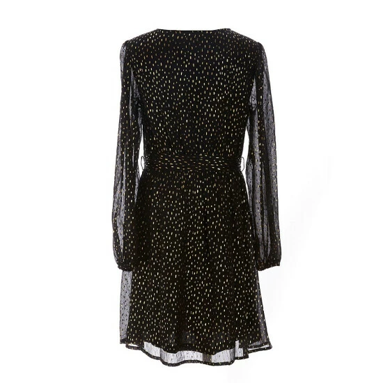 New ๐ Chelsea & Violet Girls Big Girls 7-16 Long Sleeve Foiled Dot Wrap Dress Black/gold โ 4 New ๐ Chelsea & Violet Girls Big Girls 7-16 Long Sleeve Foiled Dot Wrap Dress Black/gold โ - Image 2