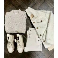 Cheap ⭐ Chelsea & Violet Mock Neck Long Balloon Sleeve Pom Pom Cable Knit Sweater Bitter Chocolate ❤️ -Chelsea Violet Sales unnamed file 189