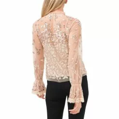 Buy 😉 Chelsea & Violet Sequin Mesh Mock Neck Long Sleeve Top Pearl 🔔 -Chelsea Violet Sales unnamed file 21