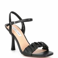 Cheapest 👍 Chelsea & Violet Lindn Ruched Leather Ankle Strap Dress Sandals Black ✔️ -Chelsea Violet Sales unnamed file 222