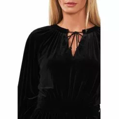 Top 10 ✨ Chelsea & Violet Lace Trim Velvet Self-Tie Split Tassel Neck Fit And Flare Dress Rich Black 😍 -Chelsea Violet Sales unnamed file 232