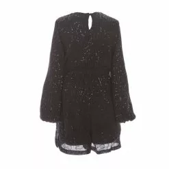 Promo 🛒 Chelsea & Violet Girls Big Girls 7-16 Sequin Embellished Long Sleeve Tie-Waist Romper Black 🧨 -Chelsea Violet Sales unnamed file 275
