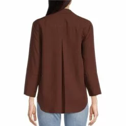 Coupon 🧨 Chelsea & Violet Tencel Point Collar 3/4 Sleeve Shirttail Hem Button Front Patch Pocket Shirt Olivine 🌟 -Chelsea Violet Sales unnamed file 281