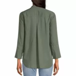 Coupon 🧨 Chelsea & Violet Tencel Point Collar 3/4 Sleeve Shirttail Hem Button Front Patch Pocket Shirt Olivine 🌟 -Chelsea Violet Sales unnamed file 284