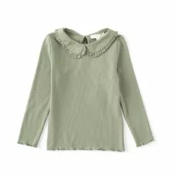 Budget ๐งจ Chelsea & Violet Little Girls 2T-6X Long-Sleeve Peter-Pan Collar Ribbed Top Ivory ๐