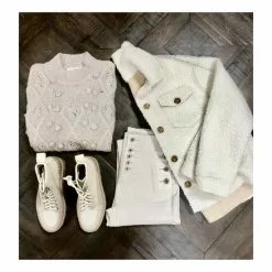 Hot Sale ❤️ Chelsea & Violet Faux Fur Long Sleeve Notch Lapel Cozy Statement Jacket Natural 😀 -Chelsea Violet Sales unnamed file 318