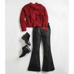 Coupon 🎉 Chelsea & Violet Girls Big Girls 7-16 Coated Denim Flared Pants Black 🔔 -Chelsea Violet Sales unnamed file 326