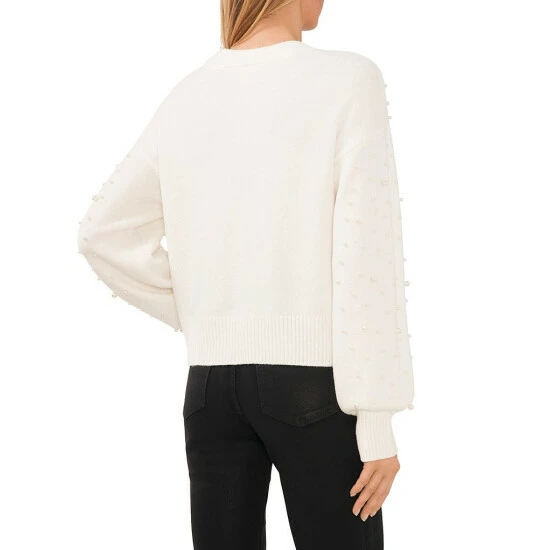 Cheapest ❤️ Chelsea & Violet Mock Neck Drop Shoulder Long Balloon Pearl Boucle Statement Sweater Silver Heather ✔️ 4 Cheapest ❤️ Chelsea & Violet Mock Neck Drop Shoulder Long Balloon Pearl Boucle Statement Sweater Silver Heather ✔️ - Image 2