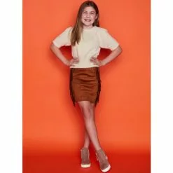 Buy 🌟 Chelsea & Violet Big Girls 7-16 Fringe Mini Skirt Pecan 🎁 -Chelsea Violet Sales unnamed file 351