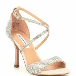 Hot Sale 🎁 Chelsea & Violet Queen Rhinestone Embellished Strappy Dress 🛒 Sandals Nude ⭐