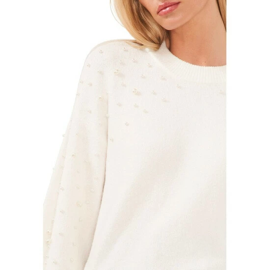 Cheapest ❤️ Chelsea & Violet Mock Neck Drop Shoulder Long Balloon Pearl Boucle Statement Sweater Silver Heather ✔️ 6 Cheapest ❤️ Chelsea & Violet Mock Neck Drop Shoulder Long Balloon Pearl Boucle Statement Sweater Silver Heather ✔️ - Image 4