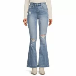 Cheapest ๐ Chelsea & Violet High Rise Stretch Indigo Distressed Flare Jeans Stella Blue ๐งจ