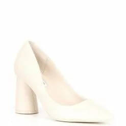 Budget ๐ฅ Chelsea & Violet Keira Leather Pointed Toe Rounded Heel Pumps Ivory ๐ฏ